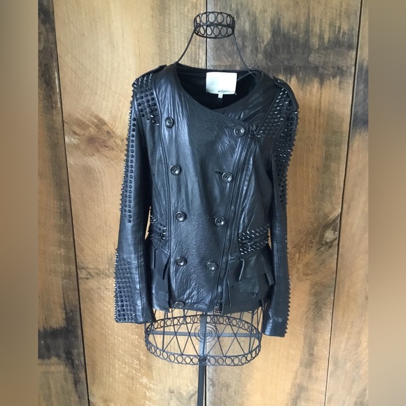 Phillip Lim Black Leather Studded Jacket - Picture 1 of 6